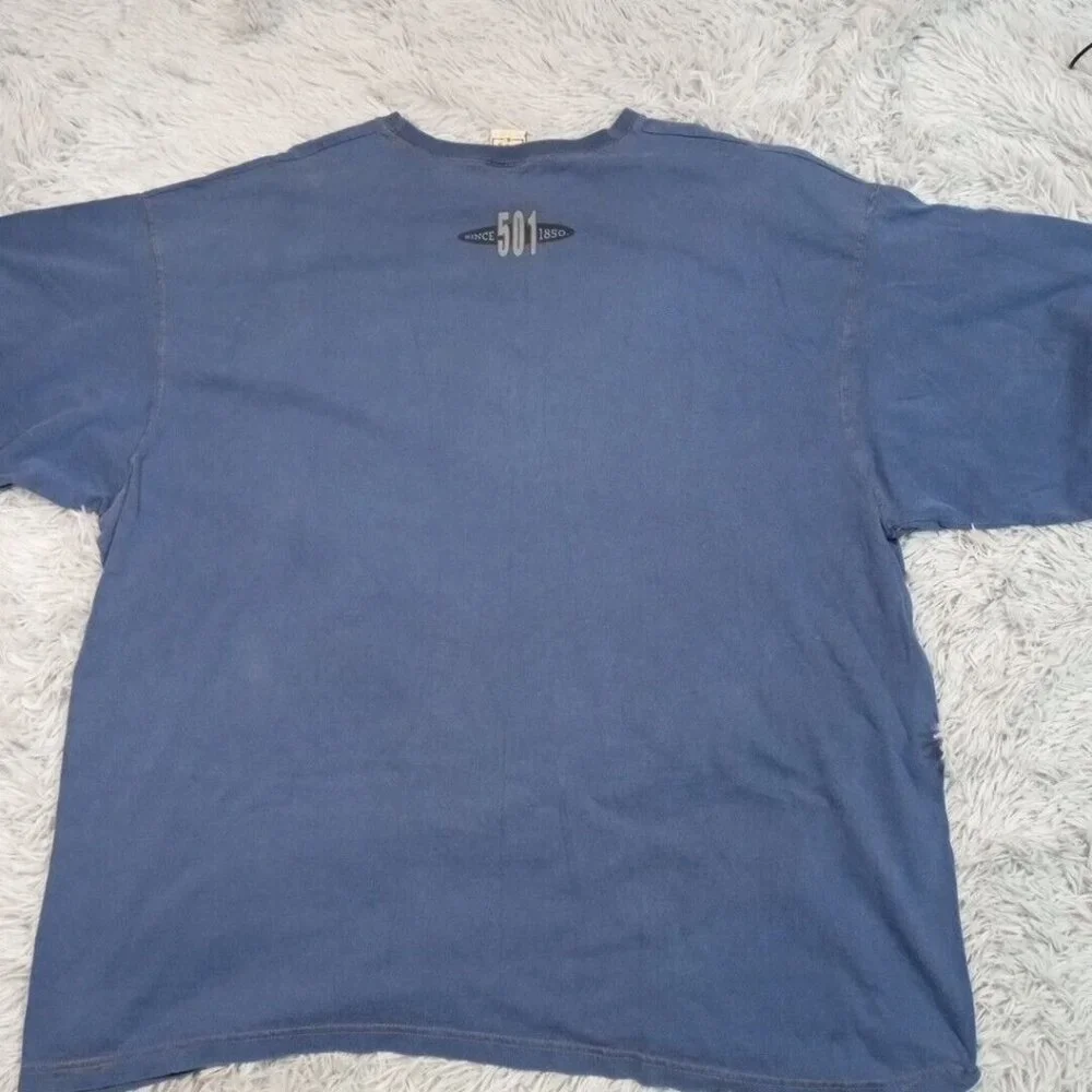 Vintage Levi's Mens Shirt‎ Blue L Tee 90's 501 Strauss Co. San Francisco